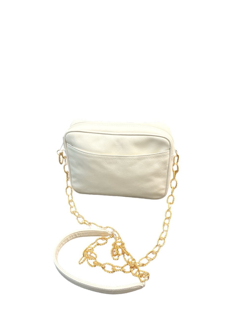 Sak's fifth Avenue Leather Crossbody with Gold Metal Chain Strap